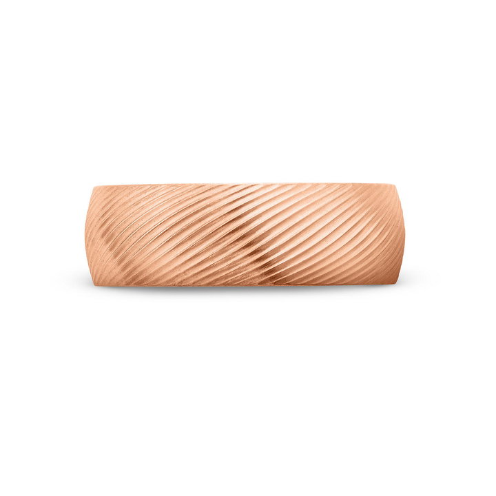 Satin Ribbed 7.5mm Wedding Band In Rose Gold 14K