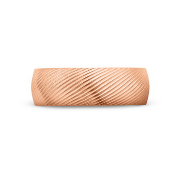 Satin Ribbed 7.5mm Wedding Band In Rose Gold 14K