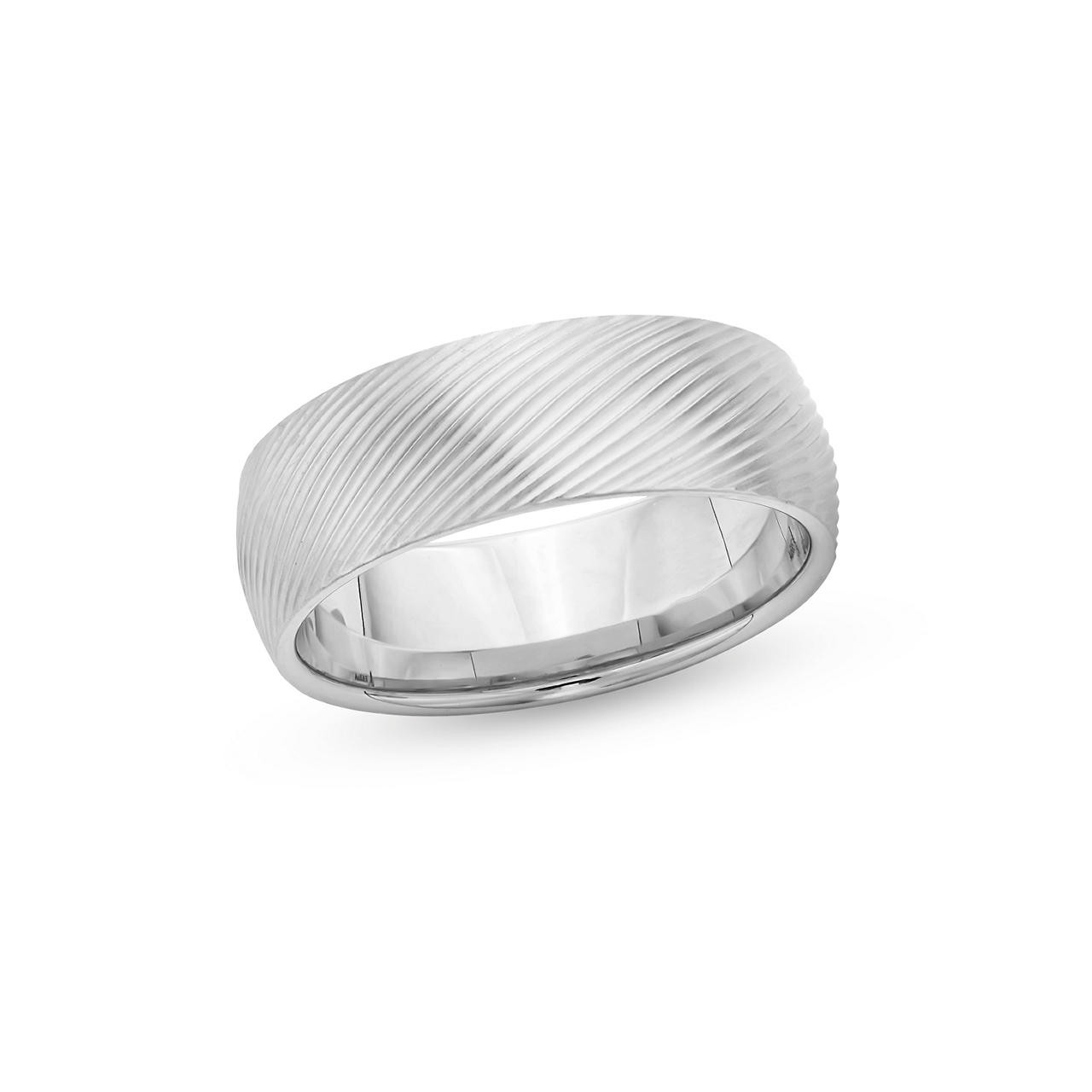 Satin Ribbed 7.5mm Wedding Band In White Gold 14K 1