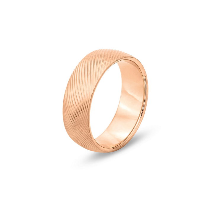 Satin Ribbed 7.5mm Wedding Band In Rose Gold 14K