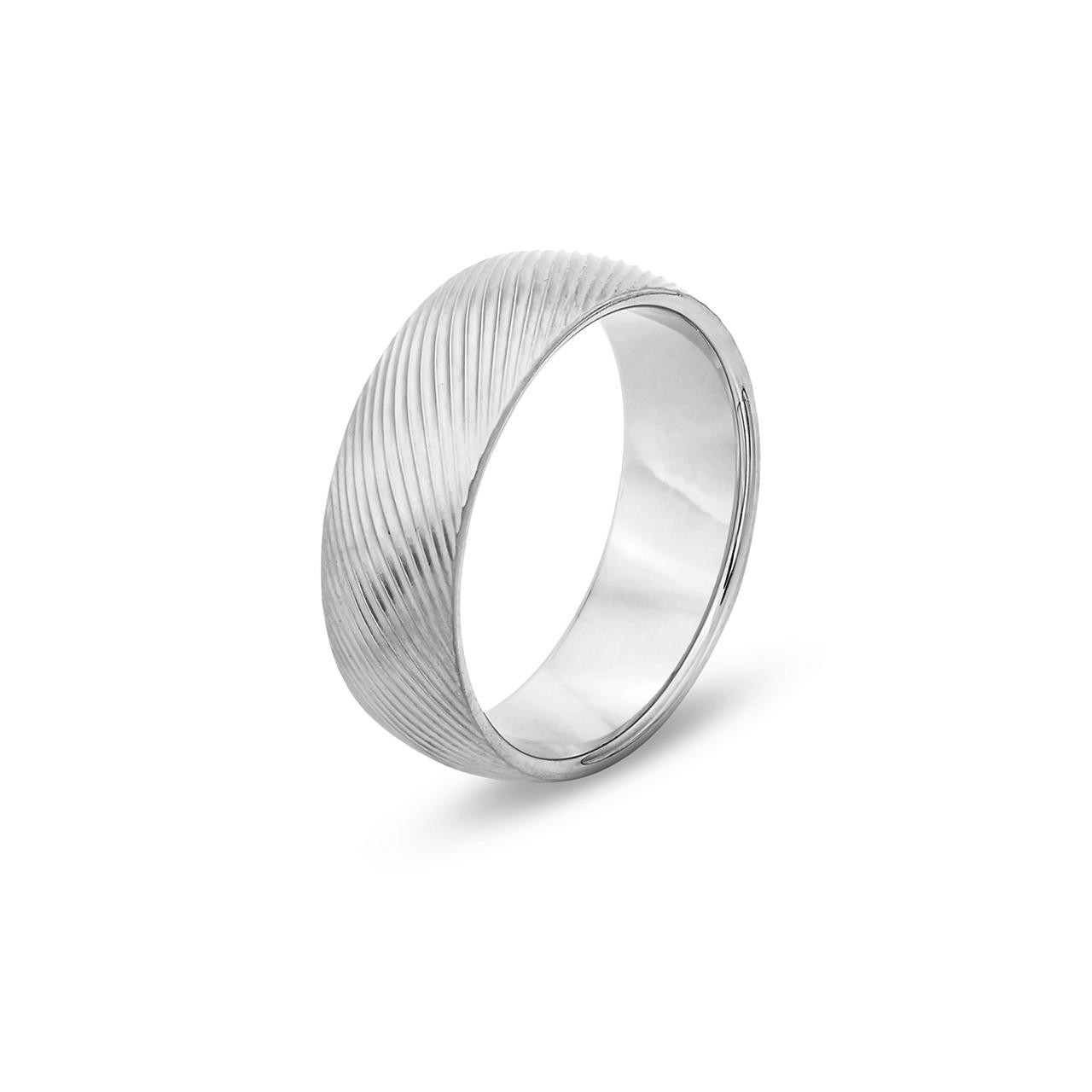 Satin Ribbed 7.5mm Wedding Band In White Gold 14K 2