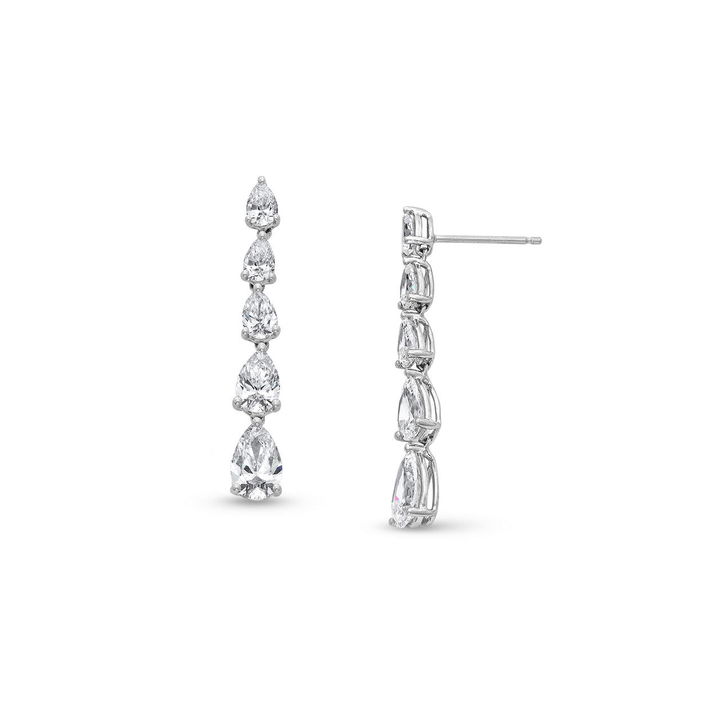 Graduated Pear Shape Diamond Drop Earrings
