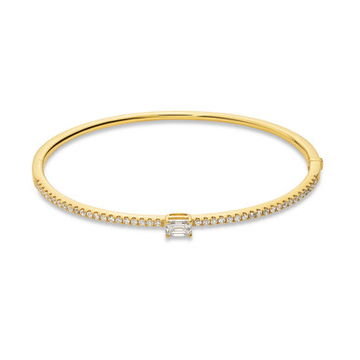 Emerald Cut Center Diamond Bangle Bracelet