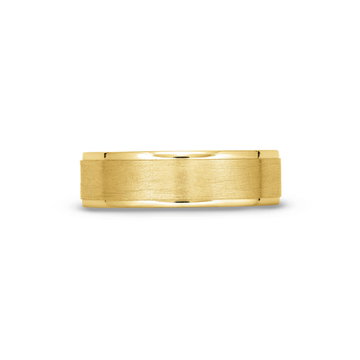 Brushed Center High Polished Edge 6mm Wedding Band In Yellow Gold 14K
