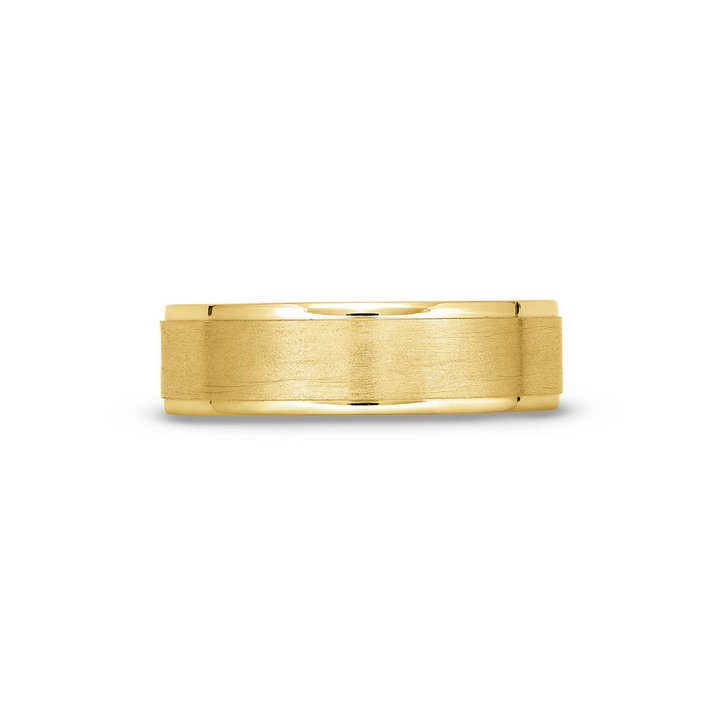 Brushed Center High Polished Edge 6mm Wedding Band In Yellow Gold 14K