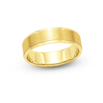 Brushed Center High Polished Edge 6mm Wedding Band In Yellow Gold 14K