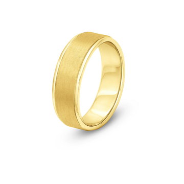 Brushed Center High Polished Edge 6mm Wedding Band In Yellow Gold 14K