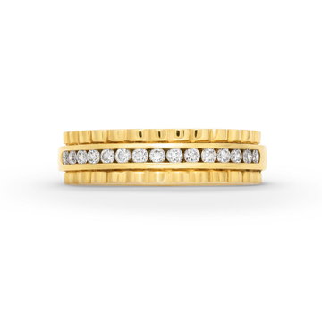 Channel Diamond Scallop 6mm Wedding Band In Yellow Gold 14K