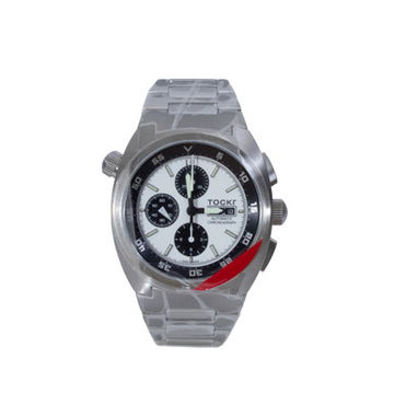Tockr Air Defender Chronograph "Panda" White Dial Watch | Stainless Steel 0