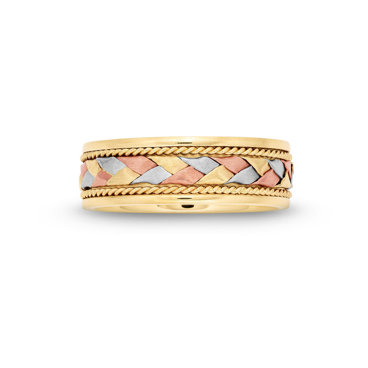 Braided Tri Tone 7mm Wedding Band 0