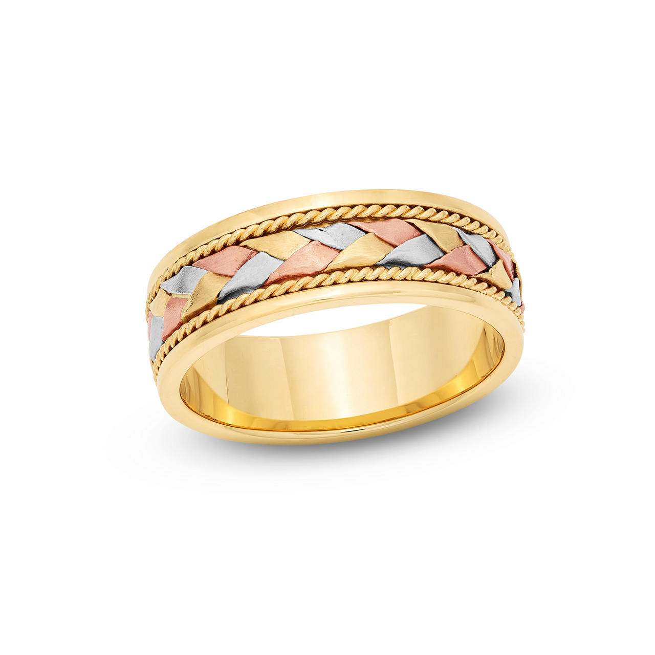 Braided Tri Tone 7mm Wedding Band 1
