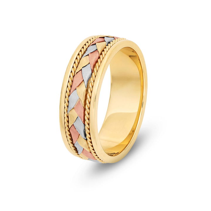 Braided Tri Tone 7mm Wedding Band