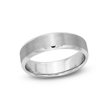 Satin High Polished Edge 6mm Wedding Band In White Gold 14K