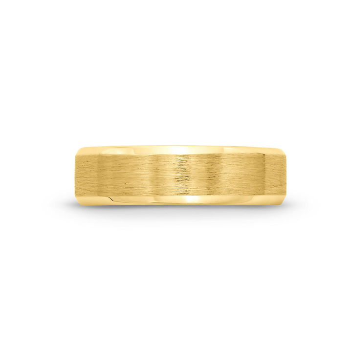 Yellow Gold 14K Satin High Polished Edge 6mm Wedding Band