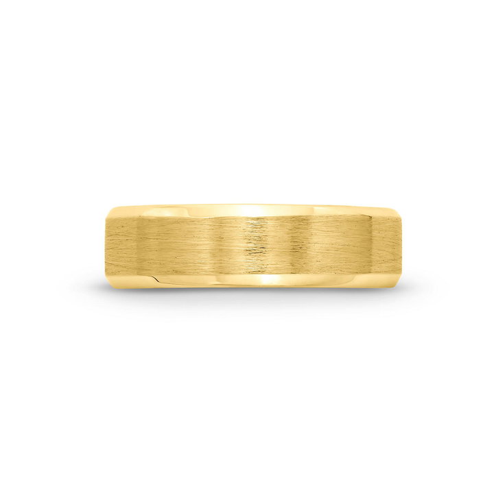 Satin High Polished Edge 6mm Wedding Band In Yellow Gold 14K
