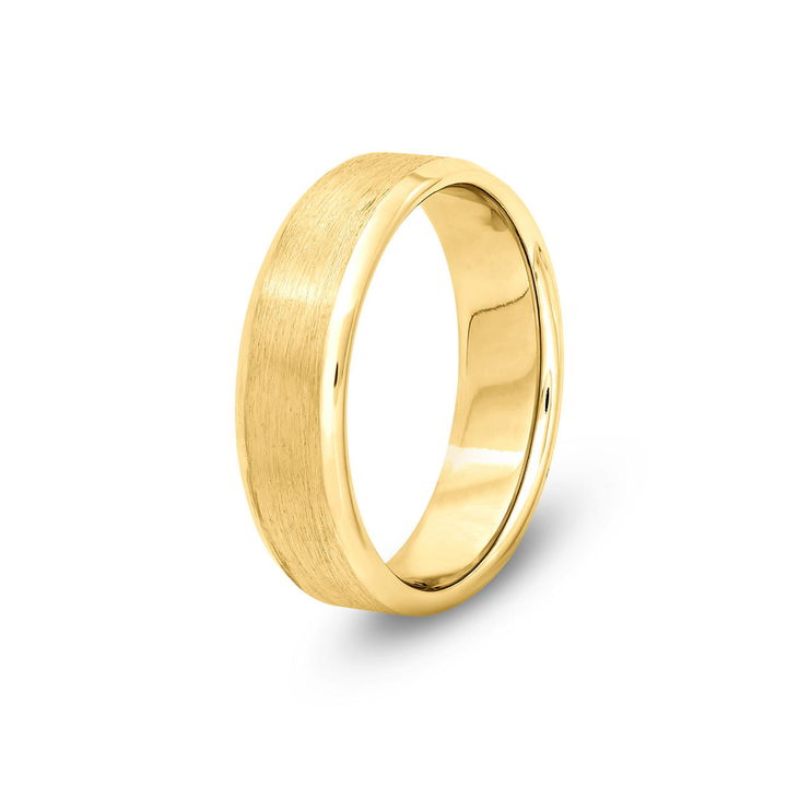 Yellow Gold 14K Satin High Polished Edge 6mm Wedding Band