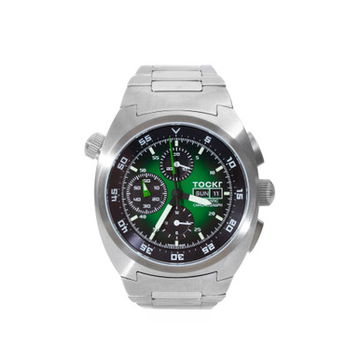 Tockr Air Defender Chronograph "Hulk" Green Dial Watch | Stainless Steel 0