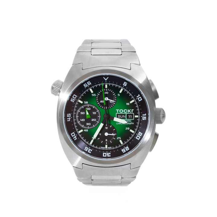 Tockr Air Defender Chronograph "Hulk" Green Dial Watch | Stainless Steel