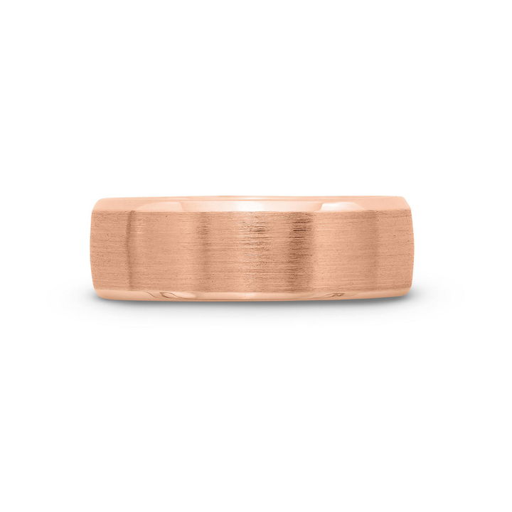 Rose Gold 14K Satin High Polished Edge 7mm Wedding Band