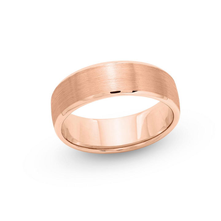 Rose Gold 14K Satin High Polished Edge 7mm Wedding Band