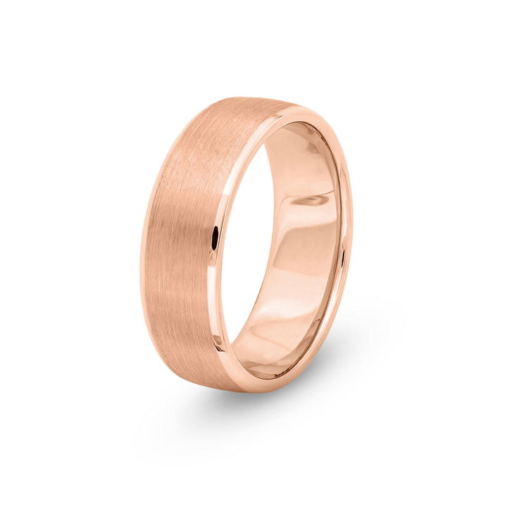 Rose Gold 14K Satin High Polished Edge 7mm Wedding Band