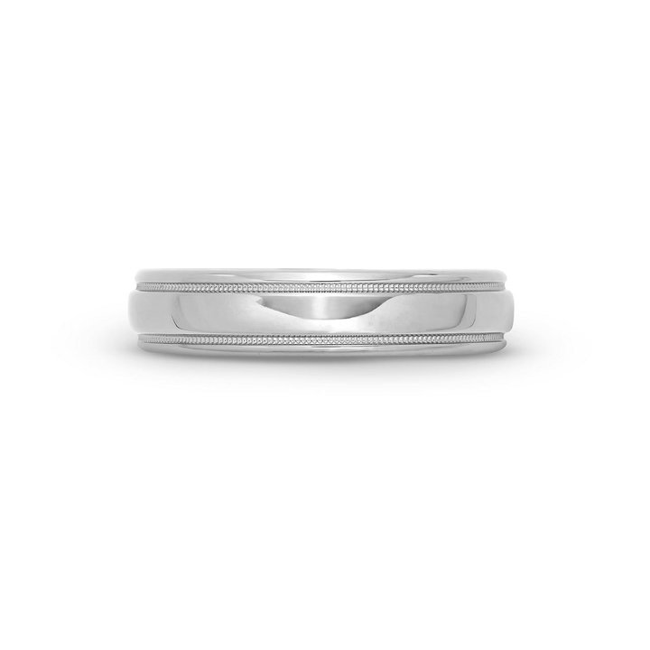 High Polished Milgrain 5mm Wedding Band In White Gold 14K