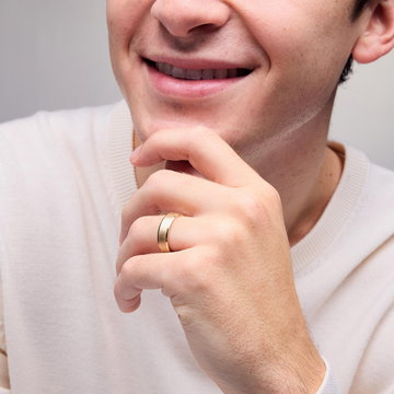 Brushed Bevel Edge 6mm Wedding Band In White Gold 14K