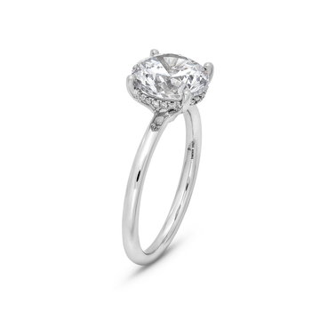 Solitaire Hidden Halo Four Prong Engagement Setting by Adorette In White Gold 14K