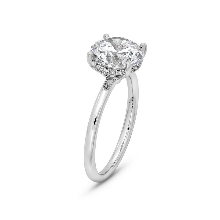 Solitaire Hidden Halo Four Prong Engagement Setting by Adorette In White Gold 14K