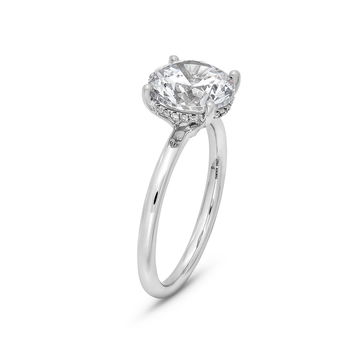 Solitaire Hidden Halo Four Prong Engagement Setting by Adorette In White Gold 14K