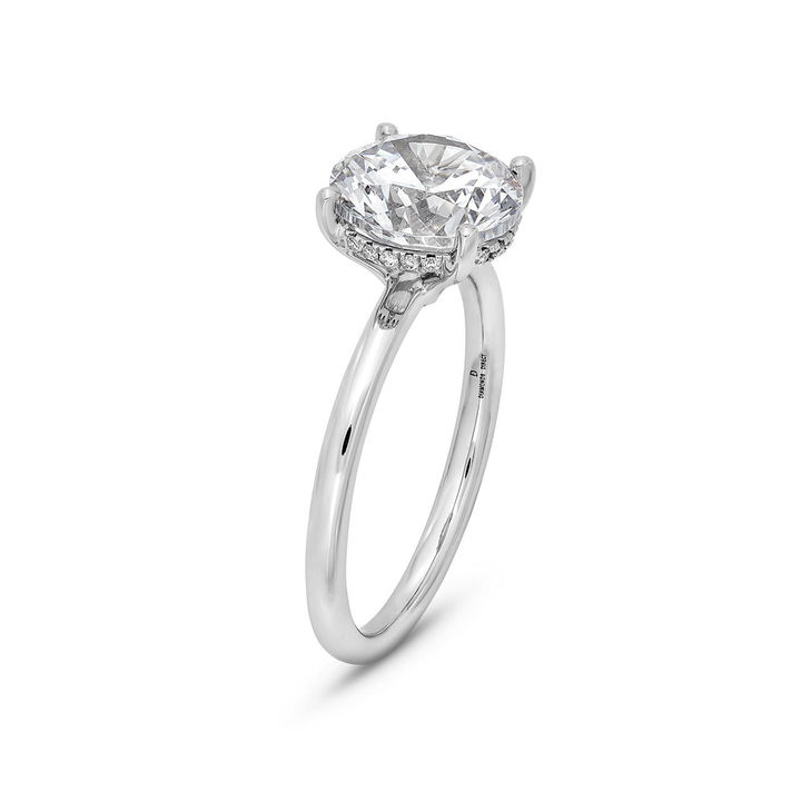 Solitaire Hidden Halo Four Prong Engagement Setting by Adorette In White Gold 14K