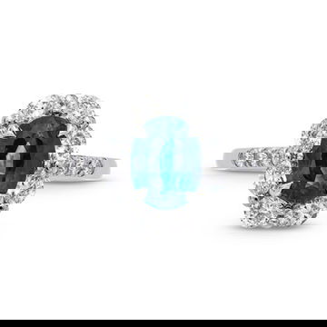 Oval Blue Sapphire Diamond Halo Ring
