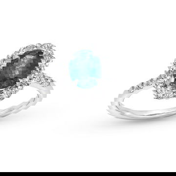 Oval Blue Sapphire Diamond Halo Ring