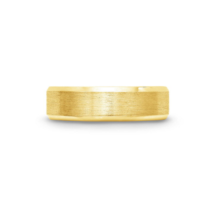 Satin Bevel Edge 6mm Wedding Band In Yellow Gold 14K
