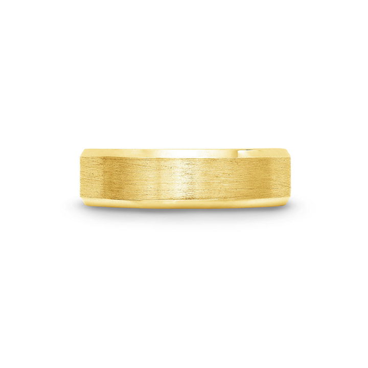 Yellow Gold 14K Satin Bevel Edge 6mm Wedding Band