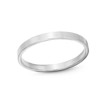 Flat Plain Wedding Band (2mm) In White Gold 14K