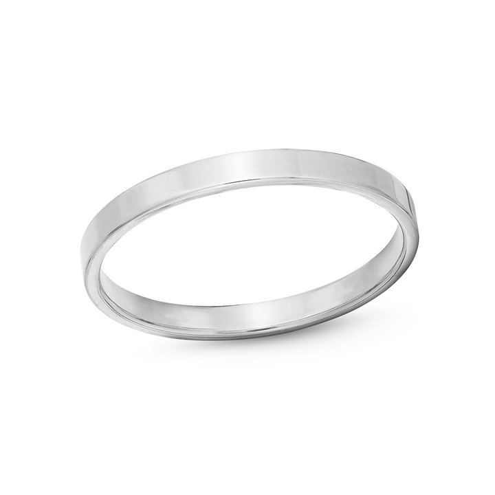 Flat Plain Wedding Band (2mm) In White Gold 14K