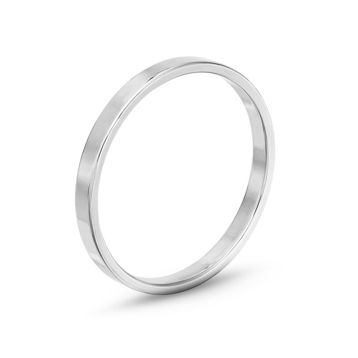 Flat Plain Wedding Band (2mm) In White Gold 14K