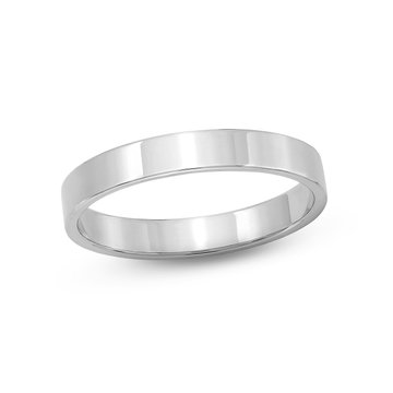 Flat Plain Wedding Band (3mm) In White Gold 14K
