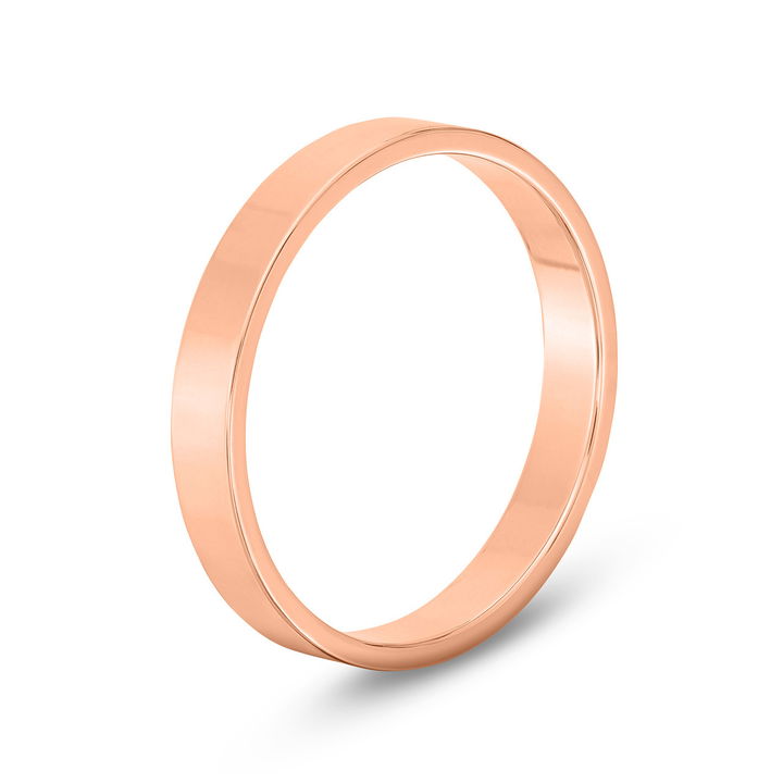 Rose Gold 14K Flat Plain Band (3mm)