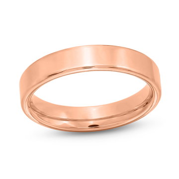 Flat Plain Wedding Band (4mm) In Rose Gold 14K