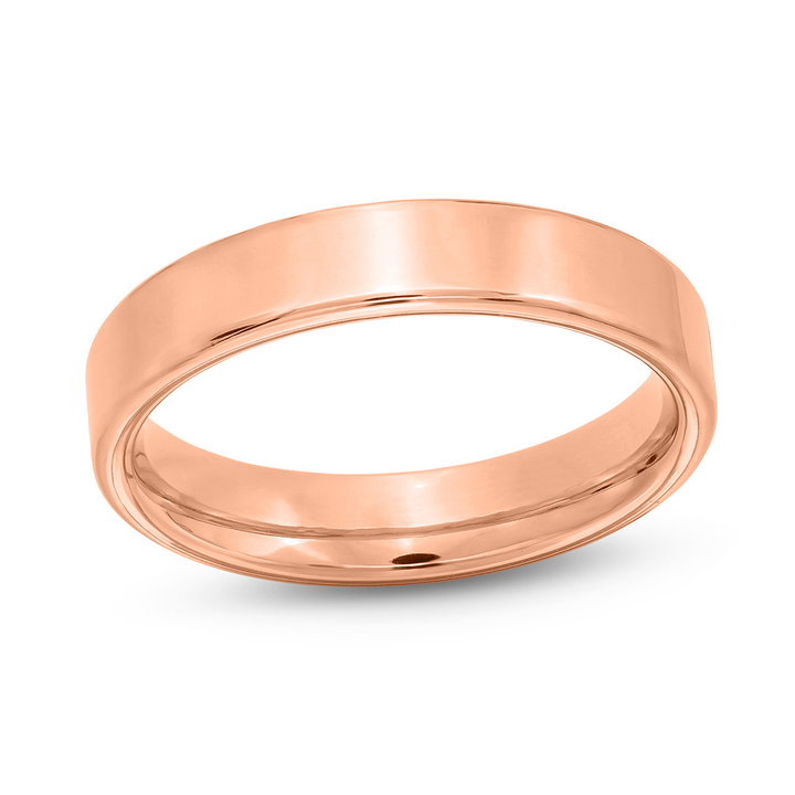 Flat Plain Wedding Band (4mm) In Rose Gold 14K