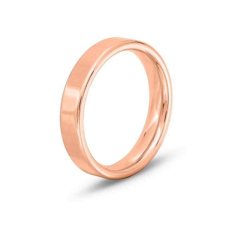 Flat Plain Wedding Band (4mm) In Rose Gold 14K
