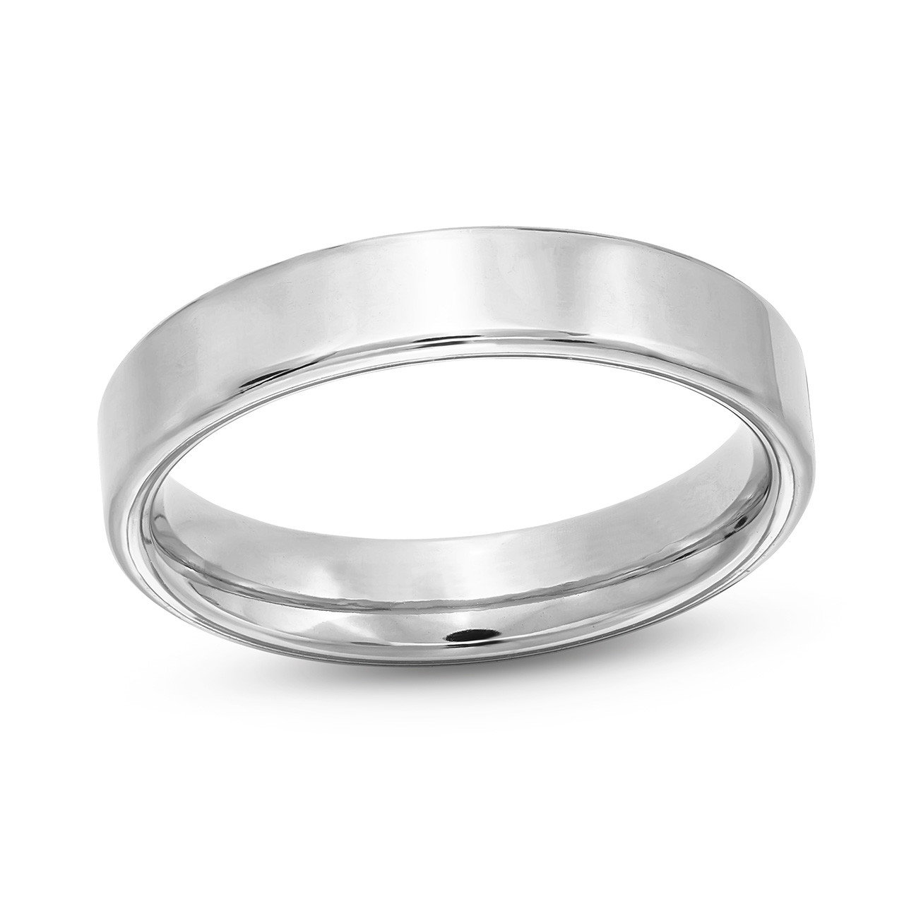 Flat Plain Wedding Band (4mm) In White Gold 14K 1