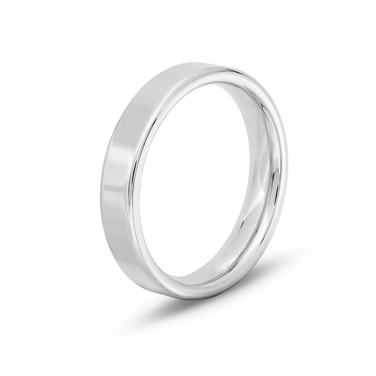 Flat Plain Wedding Band (4mm) In White Gold 14K 2