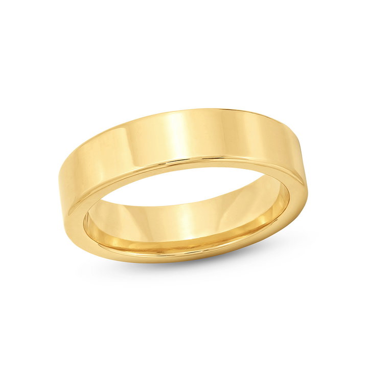 Flat Plain Wedding Band (5mm) In Yellow Gold 14K