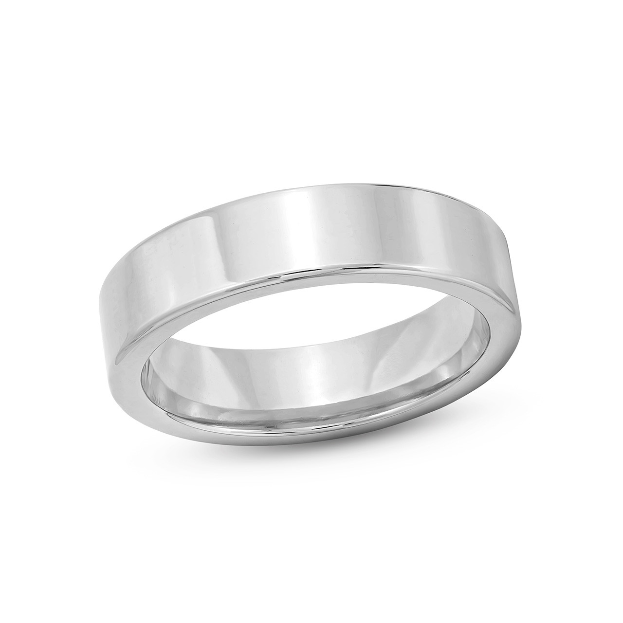 Flat Plain Wedding Band (5mm) In White Gold 14K 1