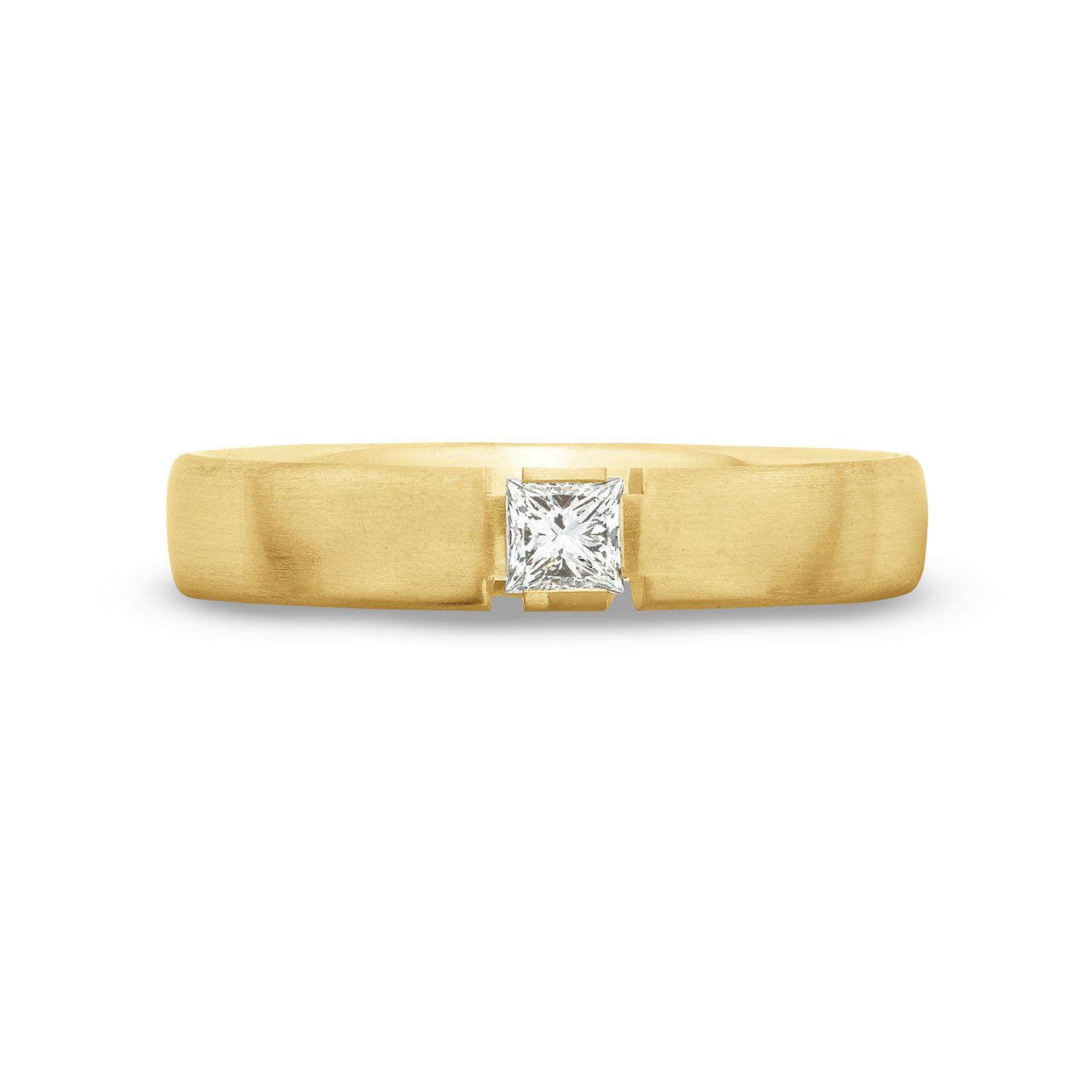 Satin 5mm Diamond Wedding Band In Yellow Gold 14K 0