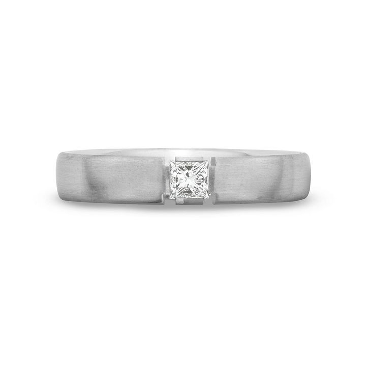 Platinum Satin 5mm Diamond Wedding Band
