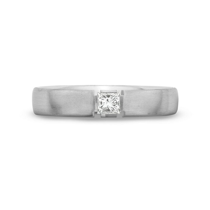 Satin 5mm Diamond Wedding Band In Platinum
